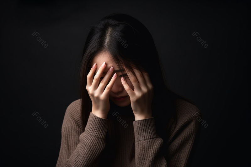 在黑暗中抑郁的人难过的女性痛苦的表情,高清,摄影图,摄影图片,图片大全,摄影图免费下载